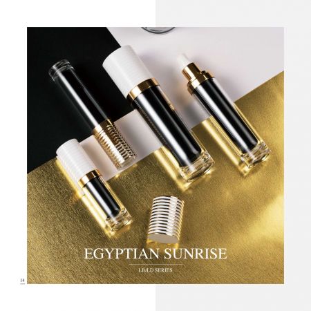 เครื่องสำอางอะคริลิคทรงกลมทรงกลม & บรรจุภัณฑ์บำรุงผิว - Egyptian Sunrise serie - คอลเลกชันบรรจุภัณฑ์เครื่องสำอางค์พระอาทิตย์ขึ้นของอียิปต์
