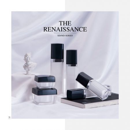 Envases de lujo para cosméticos y cuidado de la piel de forma cuadrada de acrílico - Serie El Renacimiento - Colección de envases cosméticos - El Renacimiento
