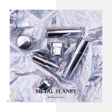บรรจุภัณฑ์เครื่องสำอางและผลิตภัณฑ์ดูแลผิวหน้ารูปร่างกลม - ซีรีส์ Metal Planet - คอลเลกชันบรรจุภัณฑ์เครื่องสำอาง - Metal Planet